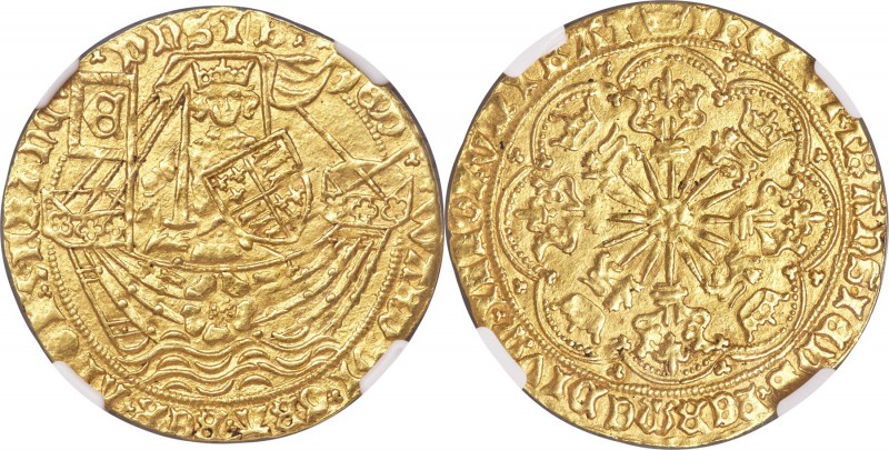 Edward IV (First Reign, 1461-1470) gold Ryal ND (1466-1469) MS62 NGC, London min...