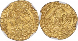 Edward IV (Second Reign, 1471-1483) gold Angel ND (1471-1472) MS63 NGC, London mint, Small annulet mm, S-2091, N-1626. A superlative example of this m...