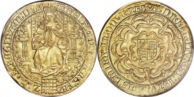Mary I (Sole Regnant, 1553-1554) gold "Fine" Sovereign of 30 Shillings 1553 AU58 NGC, Tower mint, Pomegranate mm, S-2488, N-1956 (VR), Schneider-704. ...