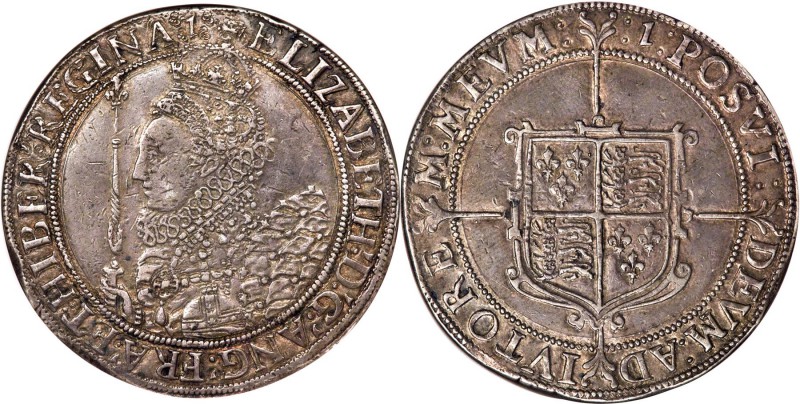 Elizabeth I (1558-1603) Crown ND (1601-1602) XF40 NGC, Tower mint, 1 mm, S-2582,...