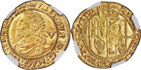 James I (1603-1625) gold 1/4 Laurel (1620-1621) MS62 NGC, Tower mint, Rose mm, S-2642, N-2118. A crisply struck example with an excellent laureate por...