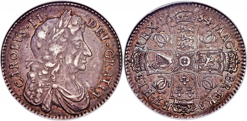 Charles II 1/2 Crown 1684/3 XF45 NGC, KM408, S-3367, ESC-499 (R4). Only exists a...