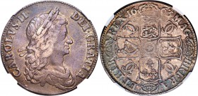 Charles II Crown 1663 XF45 NGC, KM417.5, S-3354. XV edge. Worn in obverse center and at date, otherwise with satisfying detail and a light magenta ton...