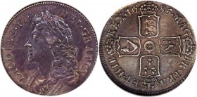 James II Shilling 1685 AU55 NGC, KM451.1, ESC-760 (prev. 1068). Quite simply fascinating to find so well-preserved, one of only a handful of survivors...