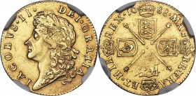 James II gold 1/2 Guinea 1688 AU Details (Cleaned) NGC, KM458.1, S-3405. A bright and sunny example of this popular denomination, cleaning evident in ...
