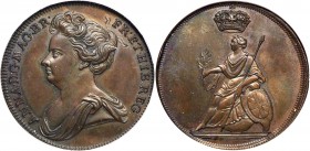 Anne copper Proof Trial 1/2 Penny ND (1712-1714) PR63 Brown NGC, Peck-728. Another attractive trial piece for Anne's Halfpenny; more advanced than the...