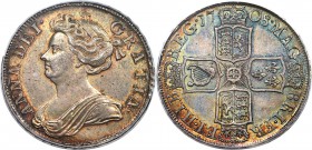 Anne 1/2 Crown 1708 MS62 PCGS, KM525.3, S-3604, ESC-1370. No plumes in reverse angles. Bearing no evidence of circulation nor significant contact mark...