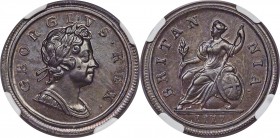 George I 1/2 Penny 1717 MS64 Brown NGC, KM549, S-3659. First or 'Dump' issue. Very strong for this first issue which is usually found highly circulate...