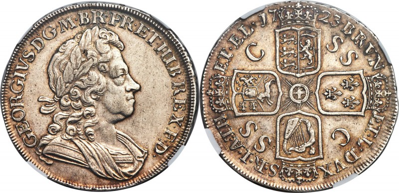 George I "South Sea Company" Crown 1723-SSC AU50 NGC, KM545.2, S-3640, ESC-1545....