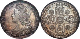 George II 1/2 Crown 1739 MS62 NGC, KM574.2, S-3693, ESC-600. Scarcely represented in Mint State, this sublime specimen boasts exquisite surfaces aglow...