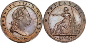 George III brass Proof Pattern 1/2 Penny 1795 PR65 PCGS, Peck-1055. A very rare late Soho restrike, utilising dies ultimately never used for coinage. ...