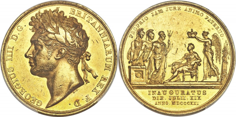 George IV gold Specimen Coronation Medal 1821 AU Details (Damage) PCGS, 31.08gm,...