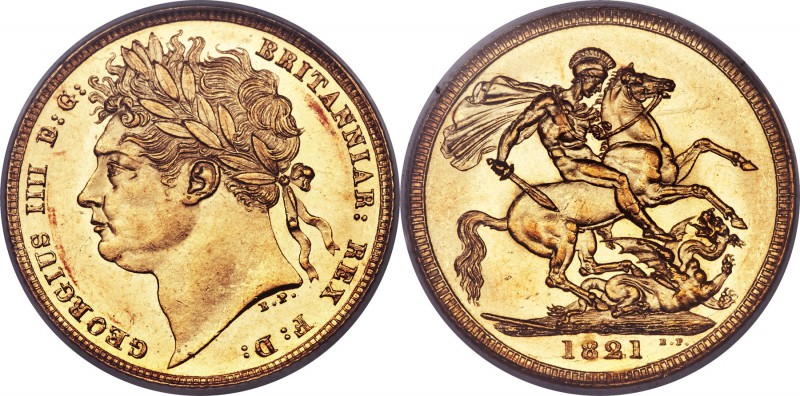 George IV gold Sovereign 1821 MS63 PCGS, KM682, S-3800. Elusive in this choice g...