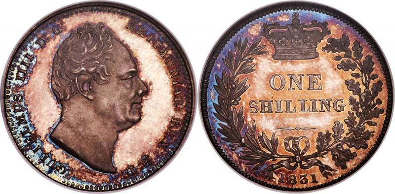 William IV Proof Shilling 1831 PR64 NGC, KM713, S-3835. Plain edge. A superb exa...