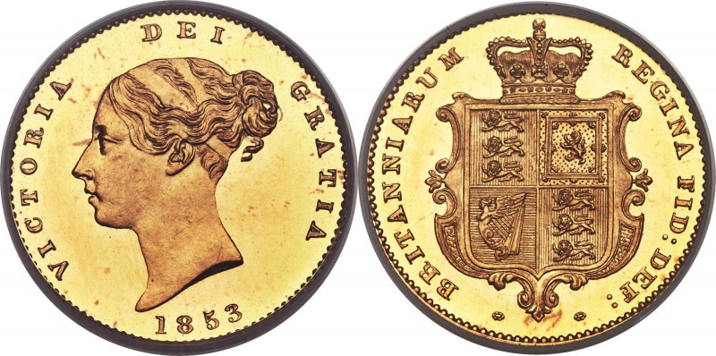 Victoria gold Proof 1/2 Sovereign 1853 PR64 Deep Cameo PCGS, KM735.1, S-3859, W&...