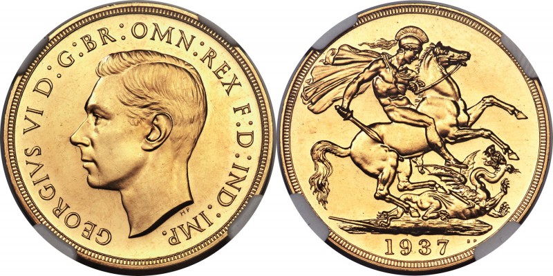 George VI gold Proof 2 Pounds 1937 PR63 NGC, KM860, S-4075. A sleek example from...