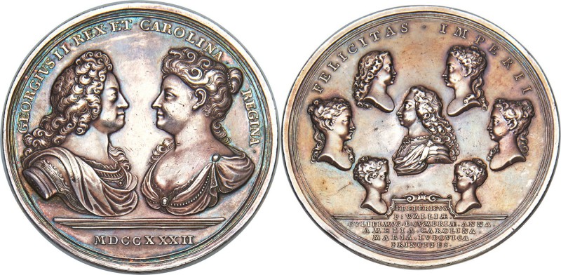 George II silver "Royal Family" Medal 1732 AU (Lacquered), Eimer-528, MI-II-500/...