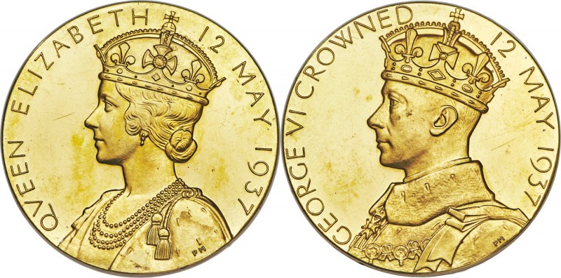 George VI gold Coronation Medal 1937 UNC, BHM-4314, Eimer-2406. 32mm. By P. Metc...