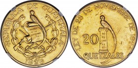 Republic gold 20 Quetzales 1926 AU Details (Cleaned) NGC, KM246, Fr-48. Despite the details designation, the coin remains a nice example of a very pop...