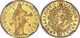 Karl VI gold Ducat 1740-KB AU55 NGC, Kremnitz mint, KM306.2. Only very minimal wear evident on this boldly struck ducat.

HID09801242017
