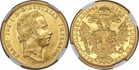 Franz Joseph I gold Ducat 1865-E MS63 NGC, Karlsburg mint, KM2264. Cartwheel luster.

HID09801242017