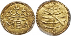 Goa. Manuel I (1495-1521) gold 1/2 Manuel ND MS62 PCGS, Fr-1450, Gomes-13.02. Excellent centering and a bold strike define this finest graded example ...