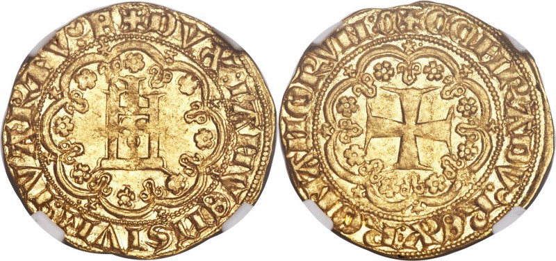 Genoa. Simone Boccanegra gold Genovino ND (1356-1363) MS62 NGC, Fr-354a. An earl...