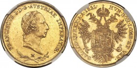 Lombardy-Venetia. Franz I gold Sovrano 1831-M MS62 NGC, Milan mint, KM-C11.1. Reflective fields on the reverse, the obverse more subdued with a pleasi...