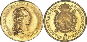 Milan. Franz II gold Sovrano 1800-M MS63 NGC, Milan mint, KM241, Fr-741a. Pleasingly lustrous and lightly frosted around the Emperor's bust and surrou...