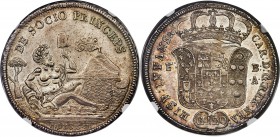 Naples & Sicily. Carlo III of Bourbon 120 Grana 1735 FB-A//GH MS62 NGC, KM147, Dav-1397. The obverse depicts a reclining river god in the foreground b...