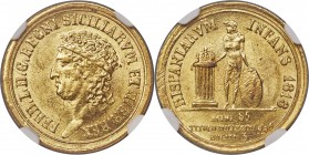 Naples & Sicily. Ferdinand I gold 3 Ducati 1818 MS64 NGC, KM286. Exceptionally lustrous, well-struck, and with a minimum of marks for the assigned nea...