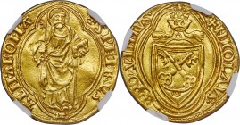Papal States. Nicholas V gold Ducat ND (1447-1455) AU55 NGC, Rome mint, Fr-6, B-326. A good strike with a deep golden tone. A well centered and attrac...