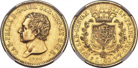 Sardinia. Carlo Felice gold 40 Lire 1831 (Eagle)-P AU55 NGC, Turin mint, KM120.1. Attractive bold strike with a hint of subtle tone around the periphe...
