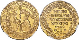 Venice. Pietro Grimani gold Osella of 4 Zecchini 1744 MS61 NGC, KM-X288, Paolucci-418. A very rare gold multiple of Venice, especially so in uncircula...