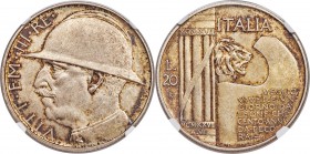 Vittorio Emanuele III 20 Lire 1928-R Year VI MS64 NGC, Rome mint, KM70, Pag-680. A conditionally scarce example of this "War Anniversary" type with sa...