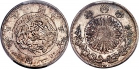 Meiji Yen Year 3 (1870) MS64 PCGS, KM-Y5.1, JNDA 01-9. Type I. An undeniably attractive rendition of this early Yen, some mottled graphite adding a pl...