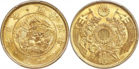Meiji gold 10 Yen Year 4 (1871) MS66+ PCGS, Osaka mint, KM-Y12, JNDA 01-2. Without border. The second highest certification held by this immensely pop...