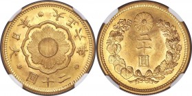 Taisho gold 20 Yen Year 6 (1917) MS63 NGC, Osaka mint, KM-Y40.2, Fr-53. Gorgeous satiny luster and minimal instances of contact on either side.

HID09...