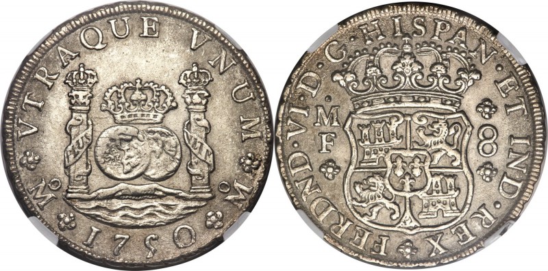 Ferdinand VI 8 Reales 1750 Mo-MF MS62 NGC, Mexico City mint, KM104.1. Struck fro...