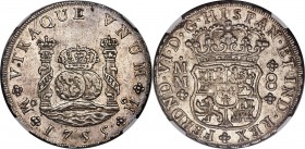 Ferdinand VI 8 Reales 1755/4 Mo-MM MS61 NGC, Mexico City mint, KM104.2. Radiant luster underlies this handsomely struck issue with rich gray patina. 
...