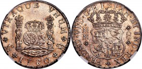 Ferdinand VI 8 Reales 1760 Mo-MM MS62 NGC, Mexico City mint, KM104.2. Handsome bold strike with strong luster and light toning of rose and honeysuckle...
