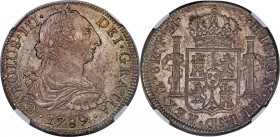 Charles III 8 Reales 1789 Mo-FM MS61 NGC, Mexico City mint, KM106.2a. Brilliant luster a fine strike, and nice original toning make for excellent eye ...