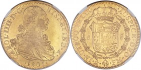Charles IV gold 8 Escudos 1801 Mo-FM AU55 NGC, Mexico City mint, KM159. A choice example with fully struck details and attractive mint luster. 

HID09...