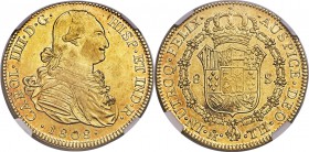 Charles IV gold 8 Escudos 1808 Mo-TH AU55 NGC, Mexico City mint, KM159. A fine portrait strongly struck with light overall rose-gold tone and plenty o...