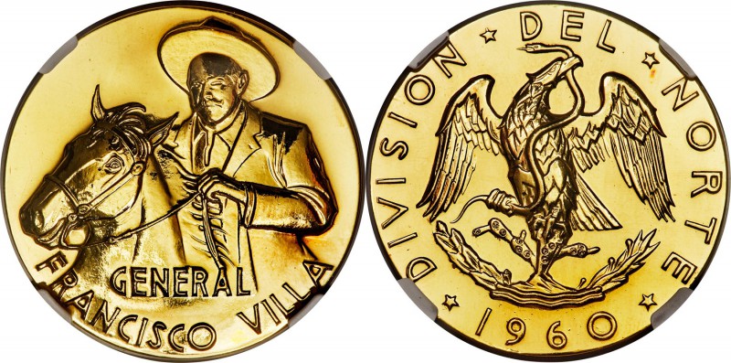Estados Unidos gold "Pancho Villa" Medal 1960 MS66 NGC, Grove-P-372. Glass-like ...