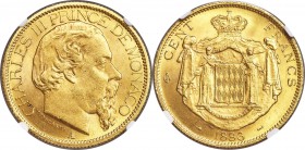 Charles III gold 100 Francs 1886-A MS63 NGC, Paris mint, KM99. Cartwheel luster and with a satiny gold finish.

HID09801242017