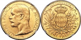 Albert I gold 100 Francs 1896-A MS62 NGC, Paris mint, KM105. Minimal friction marks for the grade, and plenty of luster present. Highly collectible wi...