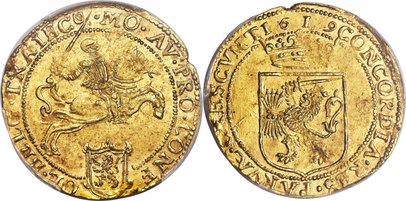 Utrecht. Provincial gold Cavalier d'Or 1619 MS62 PCGS, KM15, Fr-286. Flashy lust...