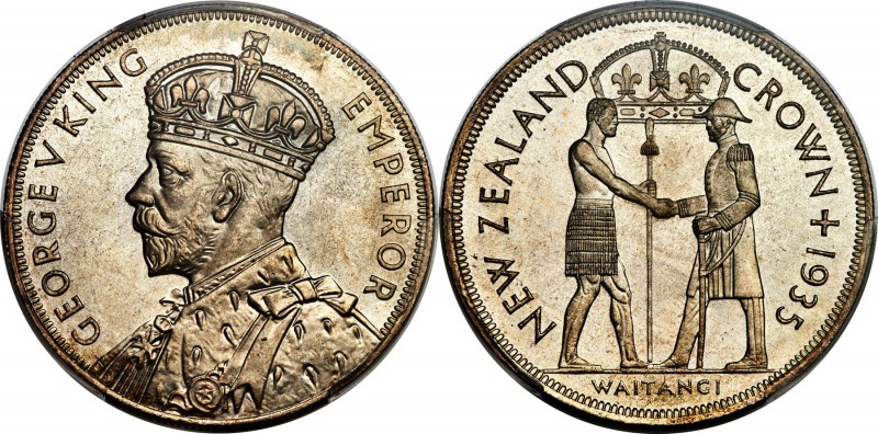 George V Proof "Waitangi" Crown 1935 PR66 PCGS, KM6, Dav-433. Struck to commemor...