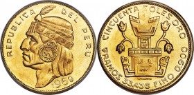 Republic gold "Inca" 50 Soles 1969 MS64 PCGS, KM219. A quite nice example of this popular type. Low mintage with just 403 specimens struck.

HID098012...